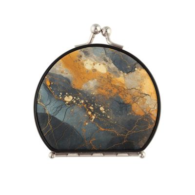 NYYYTTTEU Golden Marble Pattern Artwork Folding Compact Makeup Mirror