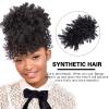 Afro Kinky Curly Drawstring Ponytail Bun with Bangs view 3