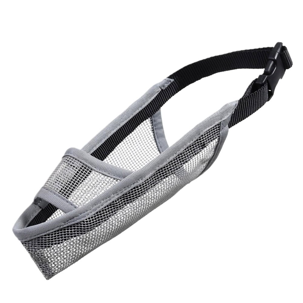Ailan Effective Dog Muzzle for Healthier Walks and Bite Protection, Mesh Mask, Comfortable Fabric, TPR, Gray, XS