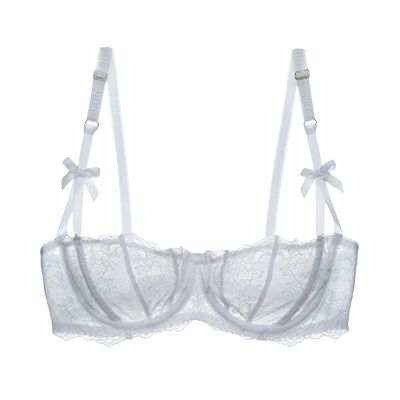 Women's Lace Mesh Balconette Bra, Sheer Push-Up, Plus Size, Unlined