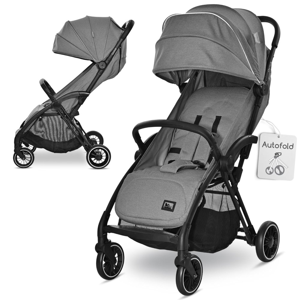Lorelli Quick Compact Stroller, One-Hand Fold, 8.4 kg, Up to 22 kg, Gray