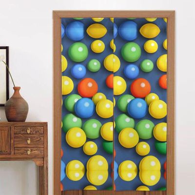 yefan Colorful Ball Blackout Curtains, Room Divider and Kitchen Curtains, 86 x 143 cm, 2 Door Curtains