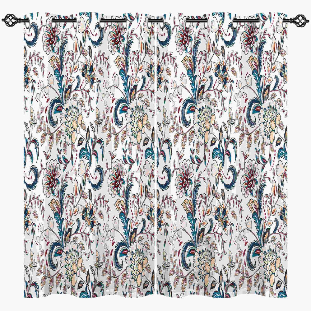 ANHOPE Retro Floral Blackout Thermal Curtains, 2 Panels, 160 x 107 cm