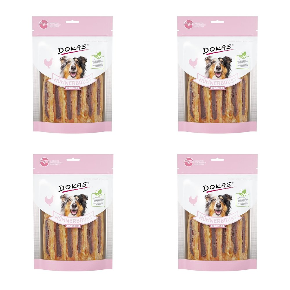Dokas Chicken Breast with Liver, 4-Pack, 4 x 220 g, Dog Treats