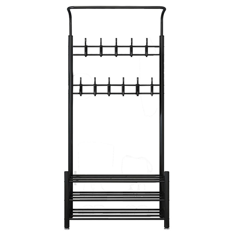 Entryway Shoe Bench with Coat Rack, Shelf, 10 Hooks, and Easy Assembly