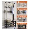 Entryway Shoe Bench with Coat Rack, Shelf, 10 Hooks, and Easy Assembly view 2