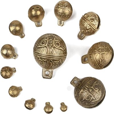 ZQQZEZ Brass Good Luck Jingle Bell Charms for Bracelet and Pet Jewelry Making, 39 mm, 5 Pieces