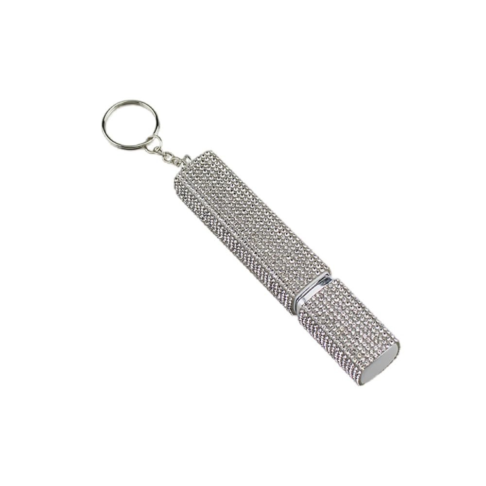 KDUPUP 5 mL Refillable Rhinestone Perfume Atomizer with Key Ring, White