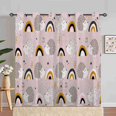 ANHOPE Hedgehog Rainbow Thermal Room-Darkening Curtains, 2-Piece Set, 245 x 200 cm