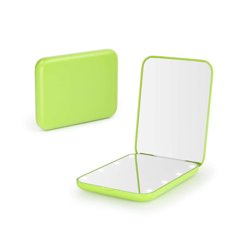Kintion Pocket Mirror, 1X/3X LED Travel Mirror, Small, Light Green