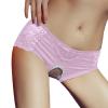 Women's Open-Crotch Lace Thong Hipster Panty, Soft Floral, Red, XXL view 3
