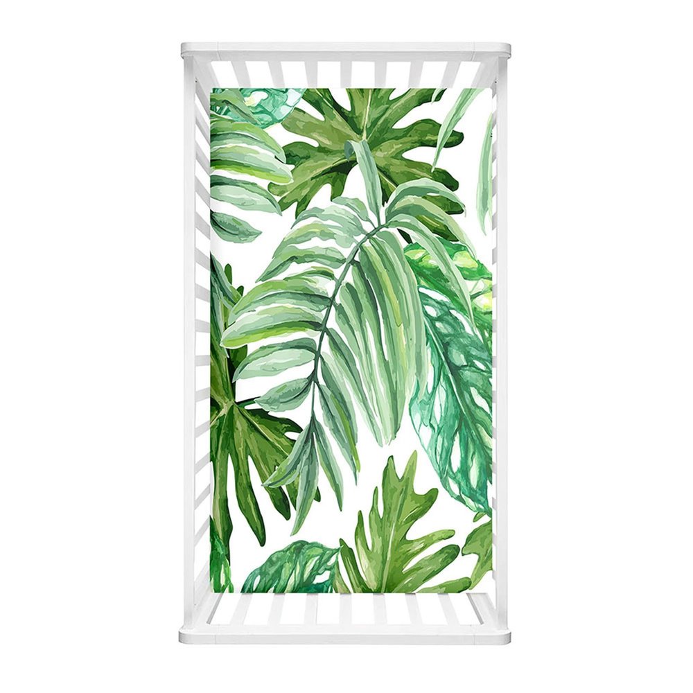 Morbuy Baby Crib Fitted Sheet, Soft 3D Plant Design, for Cribs, Bassinets, Strollers and Newborn Mattresses, Painting, 90 x 55 cm