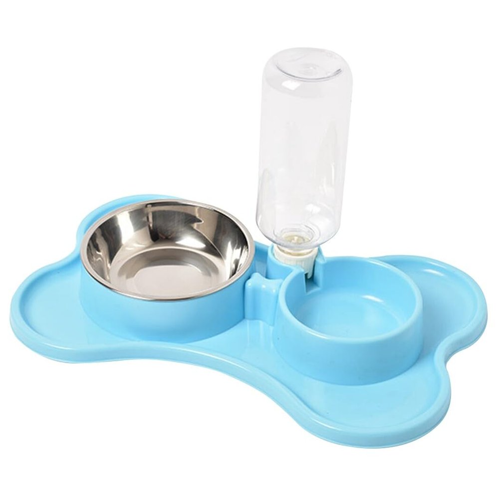 Raised Feeding Bowl for Puppies with Water Bottle, Non-Slip, Washable, Automatic, Plastic