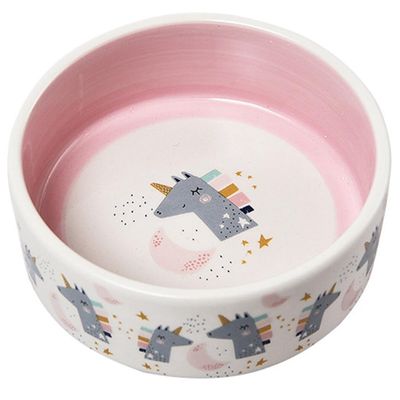 Ceramic Water Bowl for Dogs and Cats, Cute Round Cartoon Design, Large Capacity