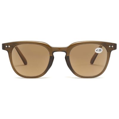 Lanomi Tinted Reading Sunglasses, UV400, Blue-Light Filter, Brown/Green Frame, Brown Lenses, 1.5 Magnification