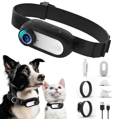 Pet Collar Camera, HD 1080P, 170° Wide Angle, 0.96-Inch LCD Display