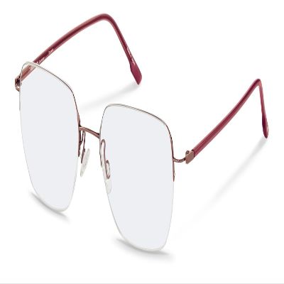 Rodenstock R7143 Square Titanium Prescription Glasses for Women, Copper/Red