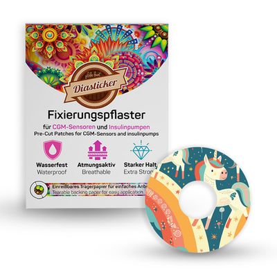Diasticker Design Patches for FreeStyle Libre 3 Sensor, 10 Count, Unicorn Glow