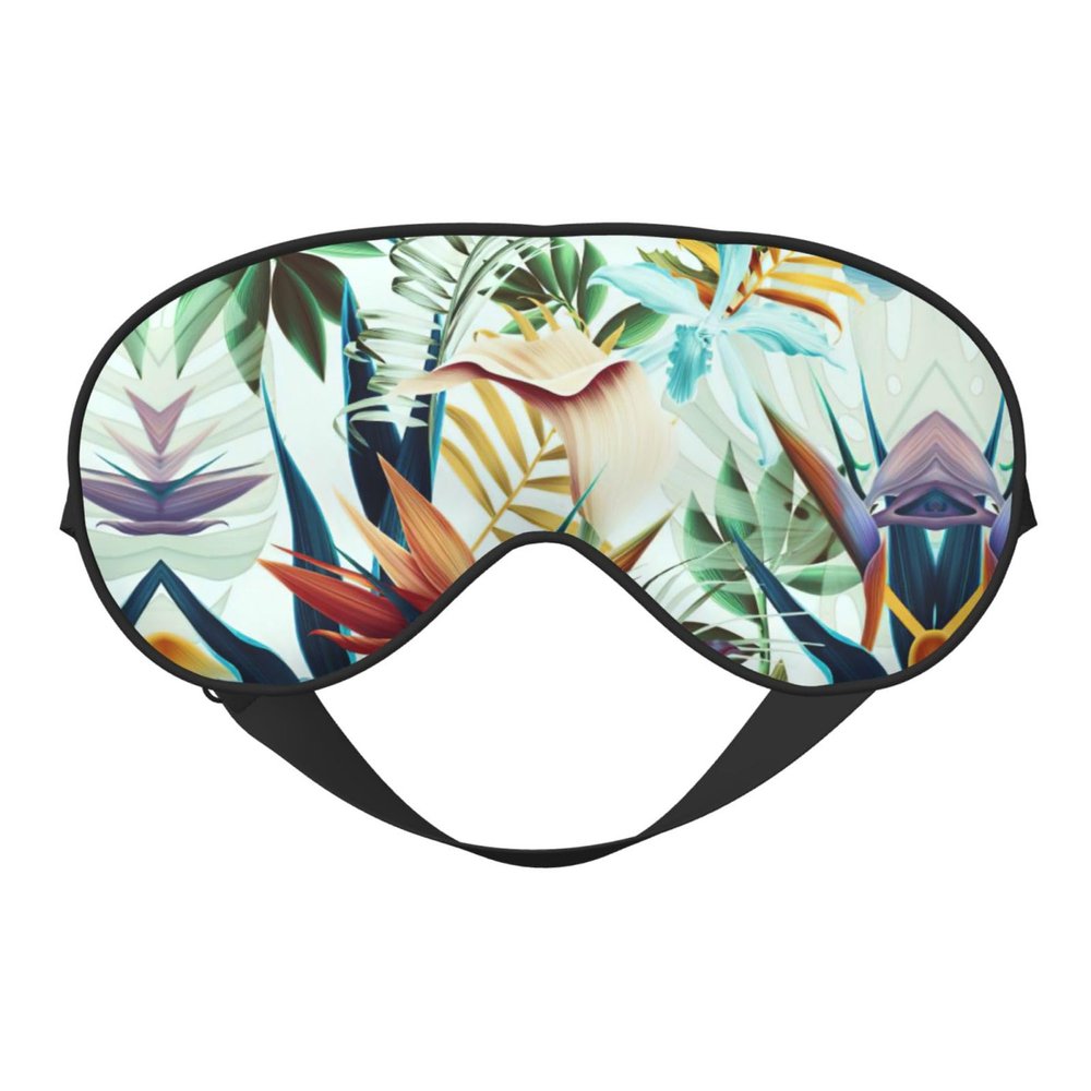 Soft Sleep Eye Mask for Women, Tropical Leaves, Breathable, Ideal for Travel and Relaxation