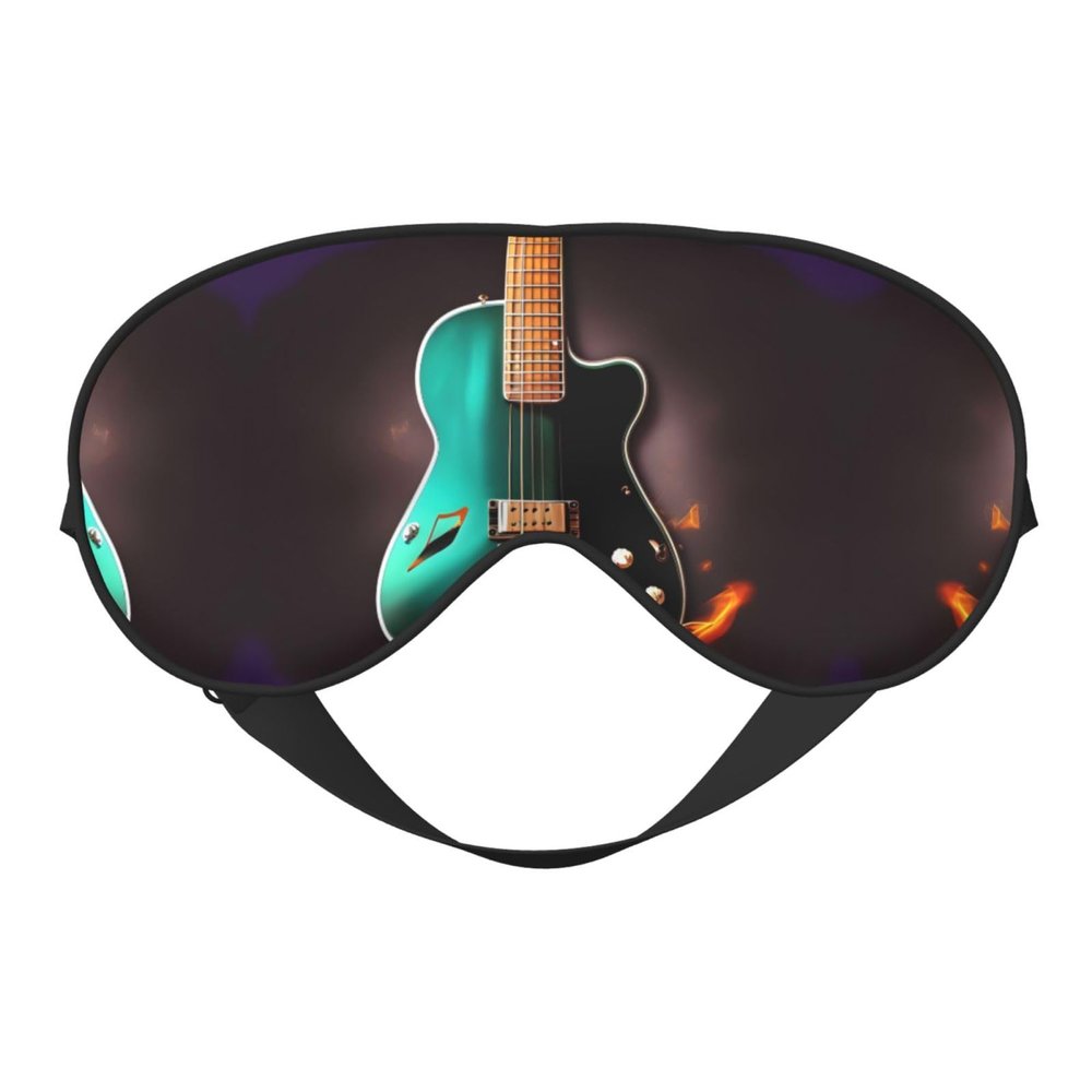 Soft Sleep Eye Mask for Women, Music Green Guitar Design, Breathable, Ideal for Travel and Relaxation