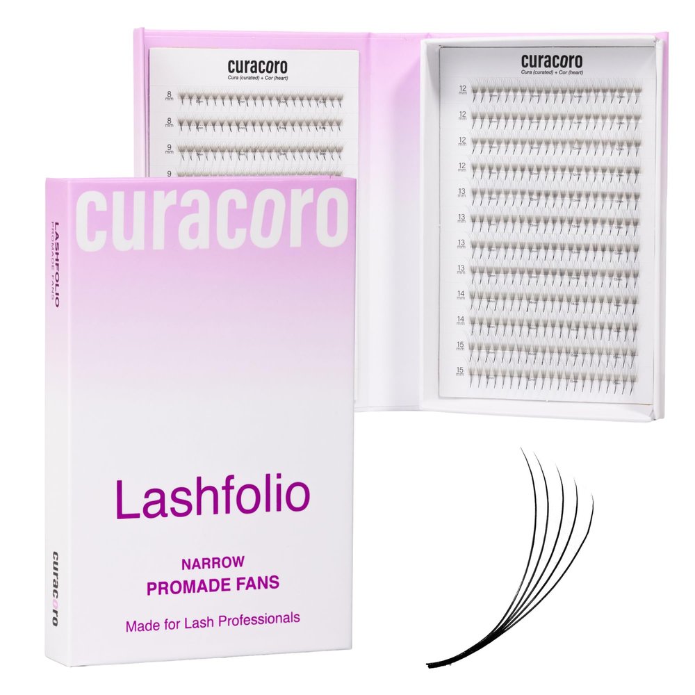 CURACORO LashFolio Narrow Promade Fans 8D, 0.05 CC Curl, 8–15 mm
