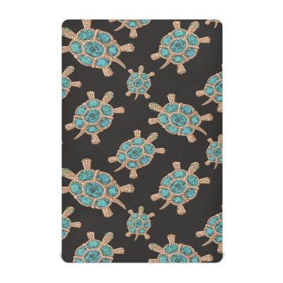 Unisex Fitted Sheet for Toddler Beds, 99.1 x 68.6 cm, Turtle with Blue Stones