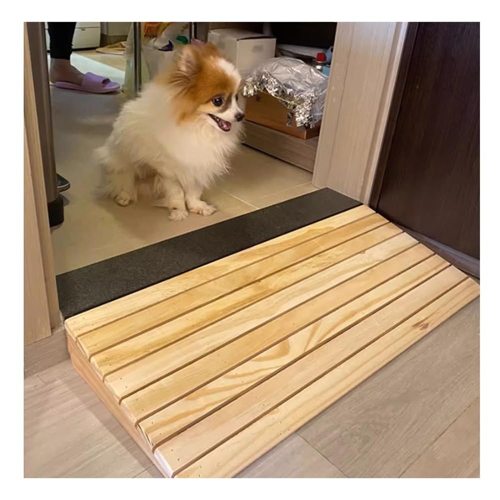 Wooden Threshold Ramp for Doorways, 2.8–7.9 in Rise, 60 × 38.8 × 15 cm