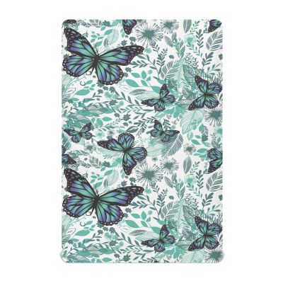 Fitted Crib Sheet for Boys and Girls, Blue Butterflies, 132.1 x 71.1 cm