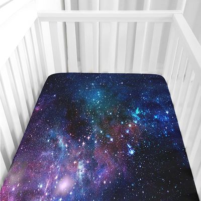 Hiseng Baby Fitted Sheet for Round and Square Mattresses, Galaxy Design, Blue, 51 x 85 cm