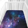 Hiseng Baby Fitted Sheet for Round and Square Mattresses, Galaxy Design, Blue, 51 x 85 cm view 1