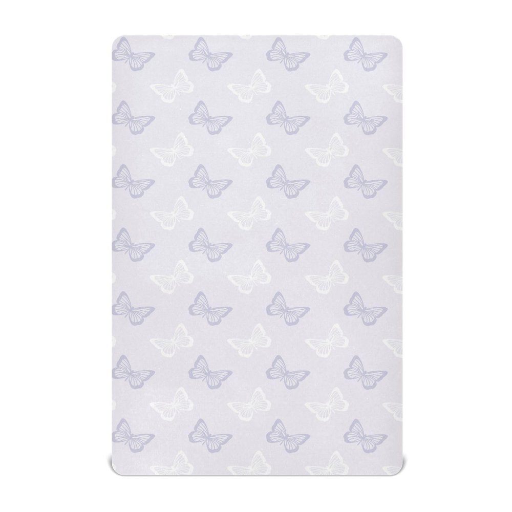 Unisex Fitted Crib Sheet for Boys and Girls, 132.1 x 71.1 cm, Purple Butterfly