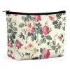 OURTEV Women's Cream Rose Pattern Makeup Bag view 1