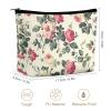OURTEV Women's Cream Rose Pattern Makeup Bag view 2
