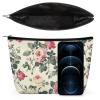 OURTEV Women's Cream Rose Pattern Makeup Bag view 3