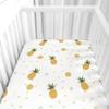 Odot Fitted Sheet for Baby Crib, Pineapple Print, White, 40 x 90 cm view 1