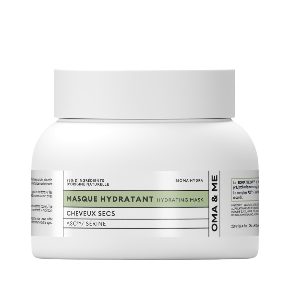 OMA & ME Moisture Mask for Dry Hair - Intensely Nourishes and Provides Long-Lasting Moisture - Hair Mask with A3C and Serine, 98% Ingredients of Natural Origin - 250 ml