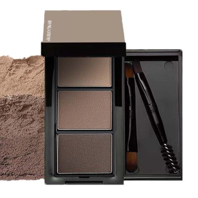 Brown 3-Color Eyebrow Powder with Brush, Waterproof, 4.5 g