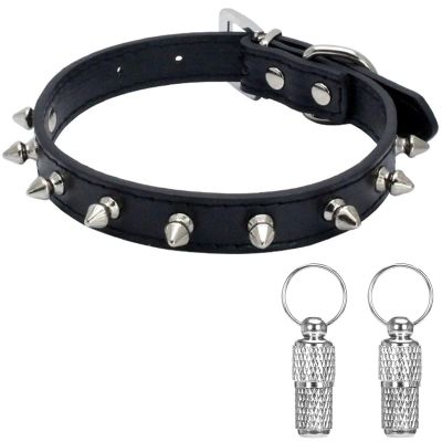 Suiecuor Leather Dog Collar with Spikes