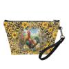 HUGS IDEA Women's PU Leather Makeup Bag with Sunflower Rooster-Chicken Print view 2