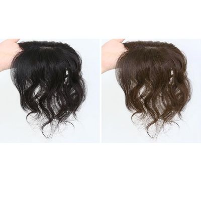12-Inch Natural Gray Hair Coverage Human Hair Topper for Women, Clip-In, Straight, Dark Brown