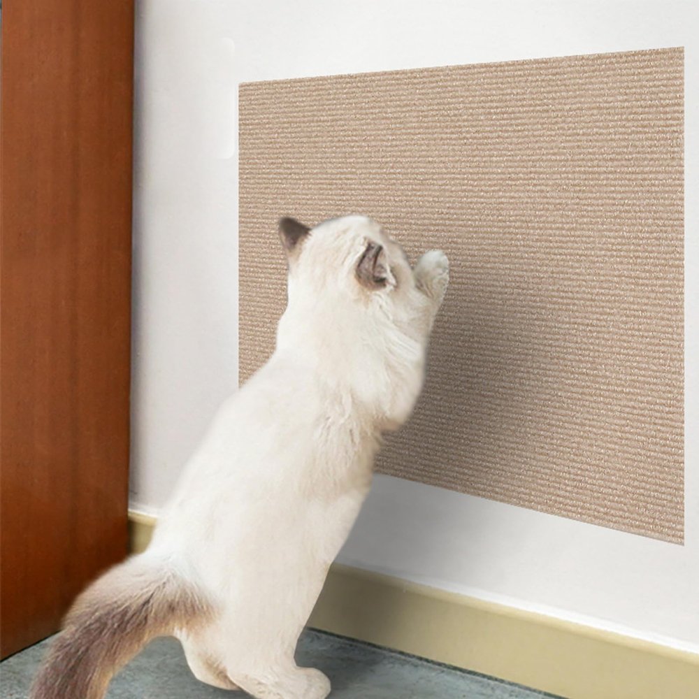 Ueiwffzo Self-Adhesive Cat Scratching Mat, Khaki, 30 x 30 cm