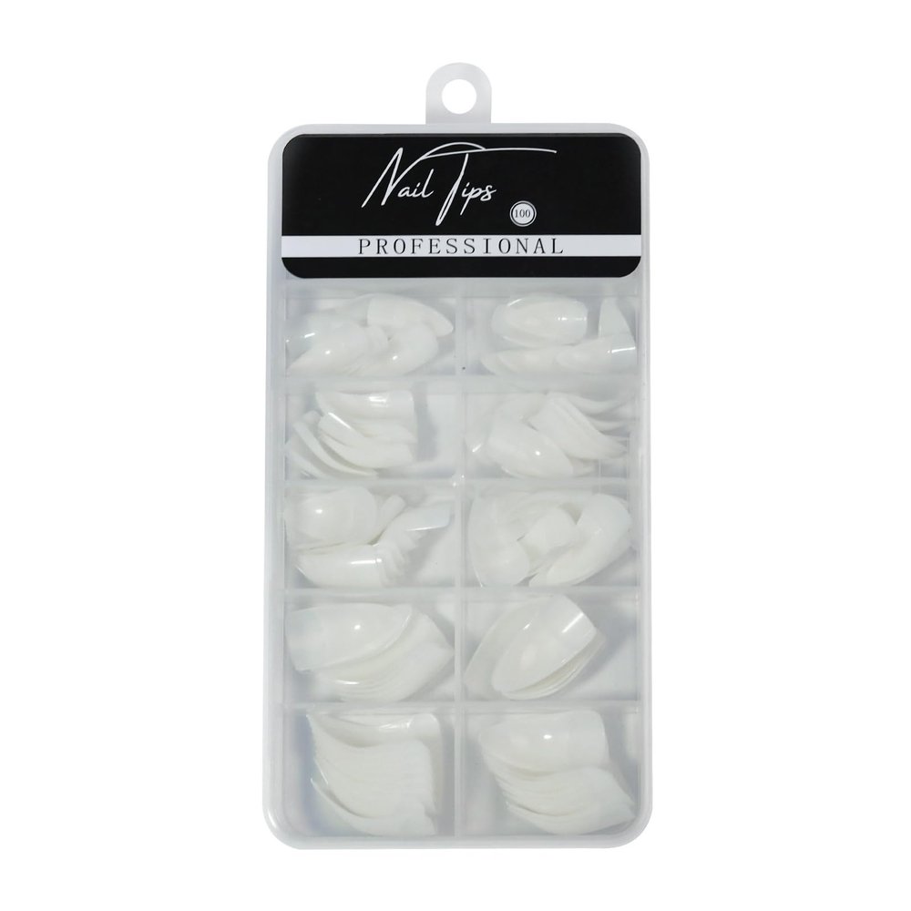 100 Long Curved Claw Nail Tips, Natural Color