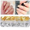 Gold Leaf Glitter Foil Flakes for Nails, Irregular Aluminum Sequins, Gold and Red, DIY Manicure, 12 Grids view 2