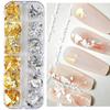 Gold Leaf Glitter Foil Flakes for Nails, Irregular Aluminum Sequins, Gold and Red, DIY Manicure, 12 Grids view 4