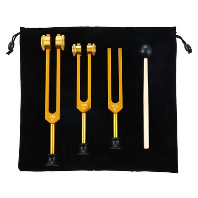 Rhghfujhgy 3-Pack Tuning Fork Set, 128/256/512 Hz, Gold