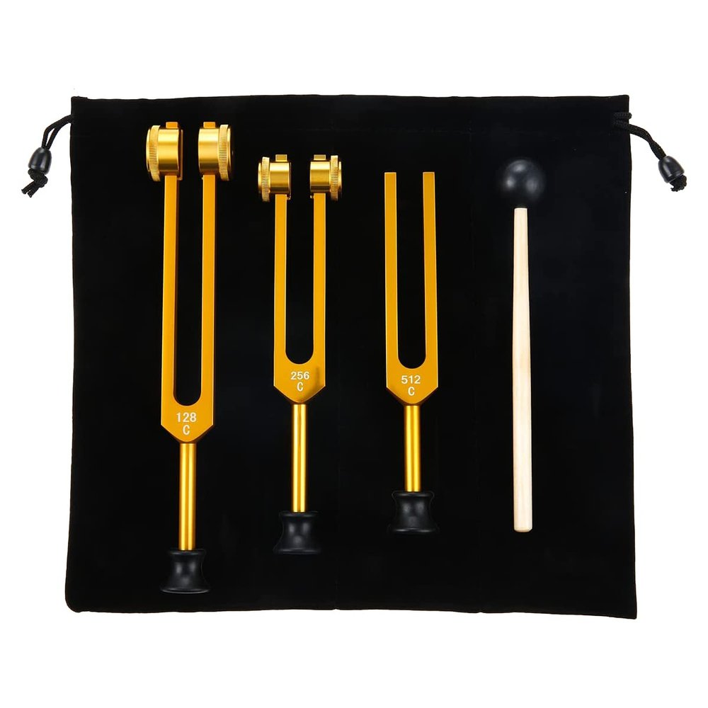 Rhghfujhgy 3-Pack Tuning Fork Set, 128/256/512 Hz, Gold