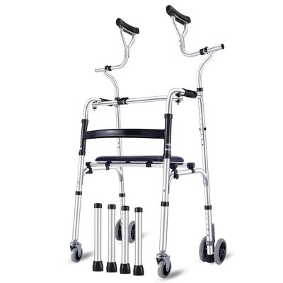 Height-Adjustable Folding Walking Frame with Padded Armrests
