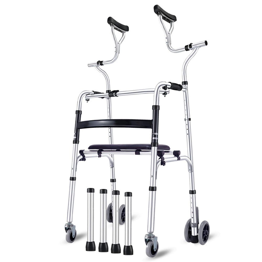 Height-Adjustable Folding Walking Frame with Padded Armrests