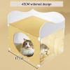 GUAWJRZDP Indoor Cat Cage, DIY Multilevel Cat Playpen, Transparent, Multi-Door, Easy Assembly, for 1–2 Cats, Yellow (6 Panels) view 3