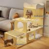 GUAWJRZDP Indoor Cat Cage, DIY Multilevel Cat Playpen, Transparent, Multi-Door, Easy Assembly, for 1–2 Cats, Yellow (6 Panels) view 4